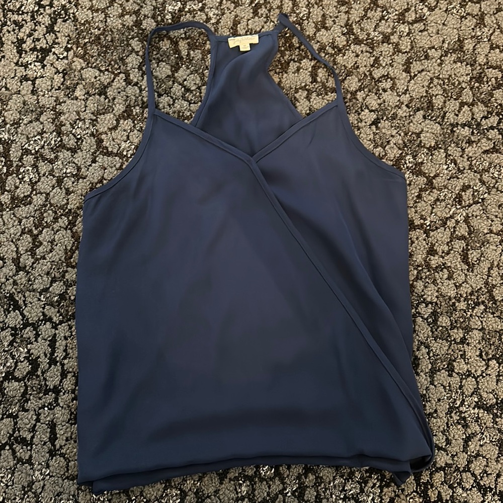 Racer back navy blue blouse